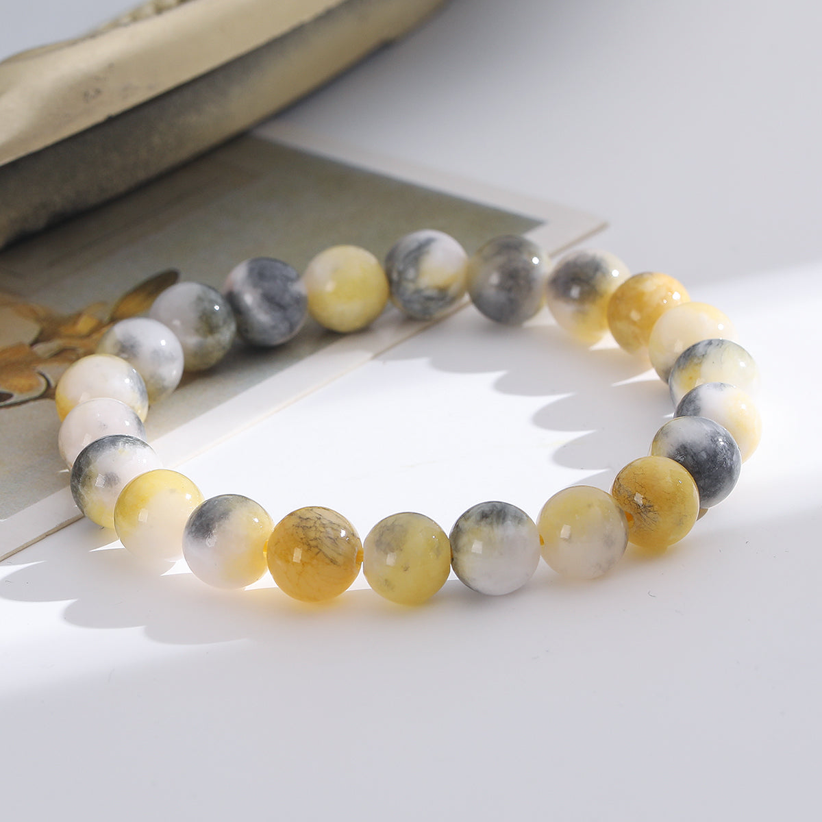 1pc/8mm Natural Crystal Beaded Bracelet Series Boho Elasticity Friendship Bracelet