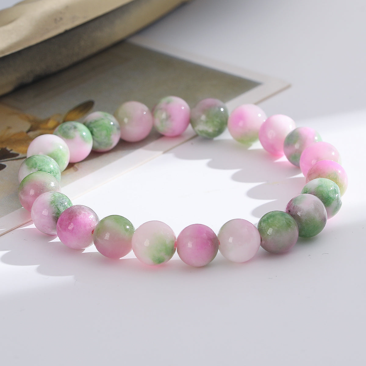 1pc/8mm Natural Crystal Beaded Bracelet Series Boho Elasticity Friendship Bracelet