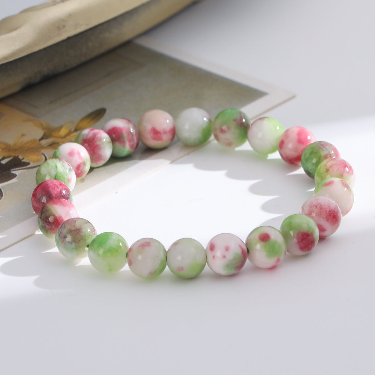 1pc/8mm Natural Crystal Beaded Bracelet Series Boho Elasticity Friendship Bracelet
