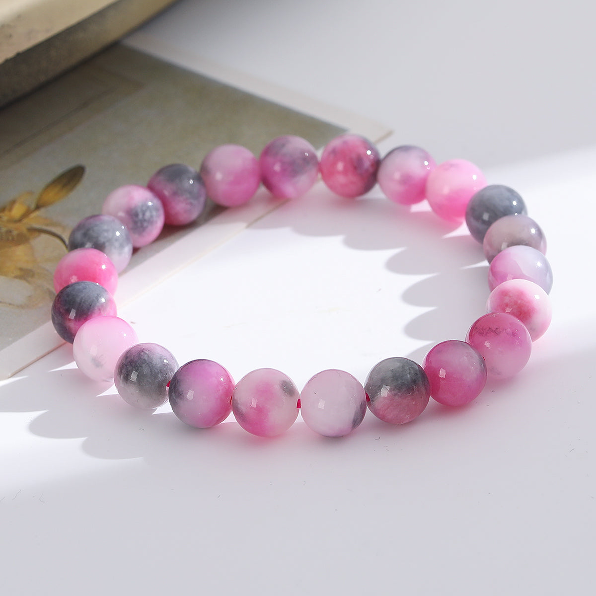 1pc/8mm Natural Crystal Beaded Bracelet Series Boho Elasticity Friendship Bracelet