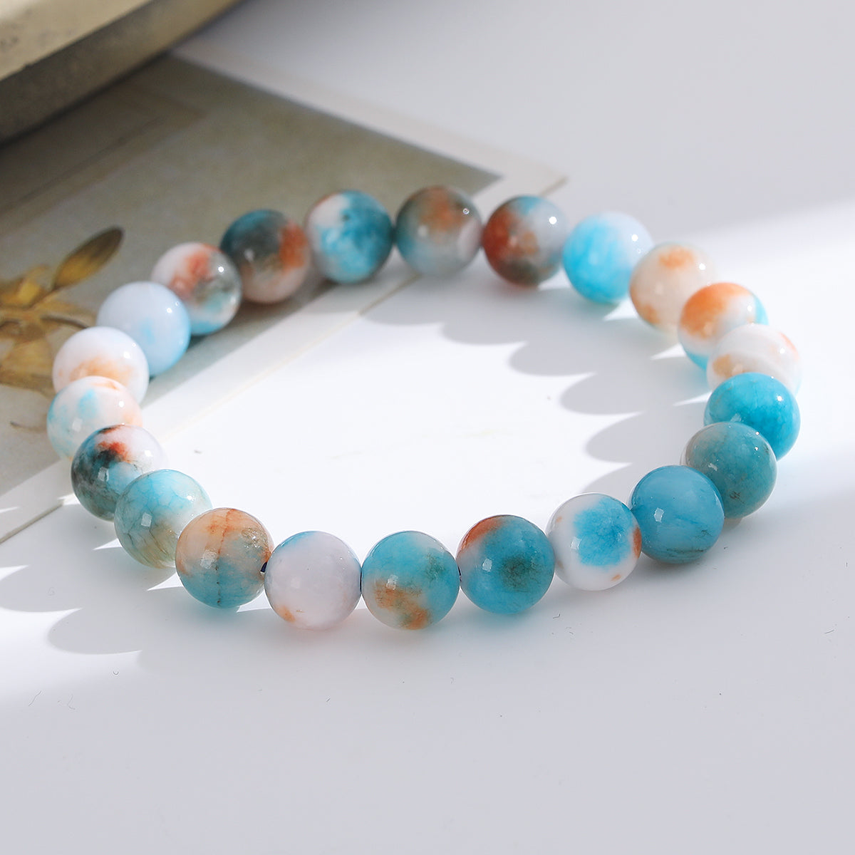 1pc/8mm Natural Crystal Beaded Bracelet Series Boho Elasticity Friendship Bracelet
