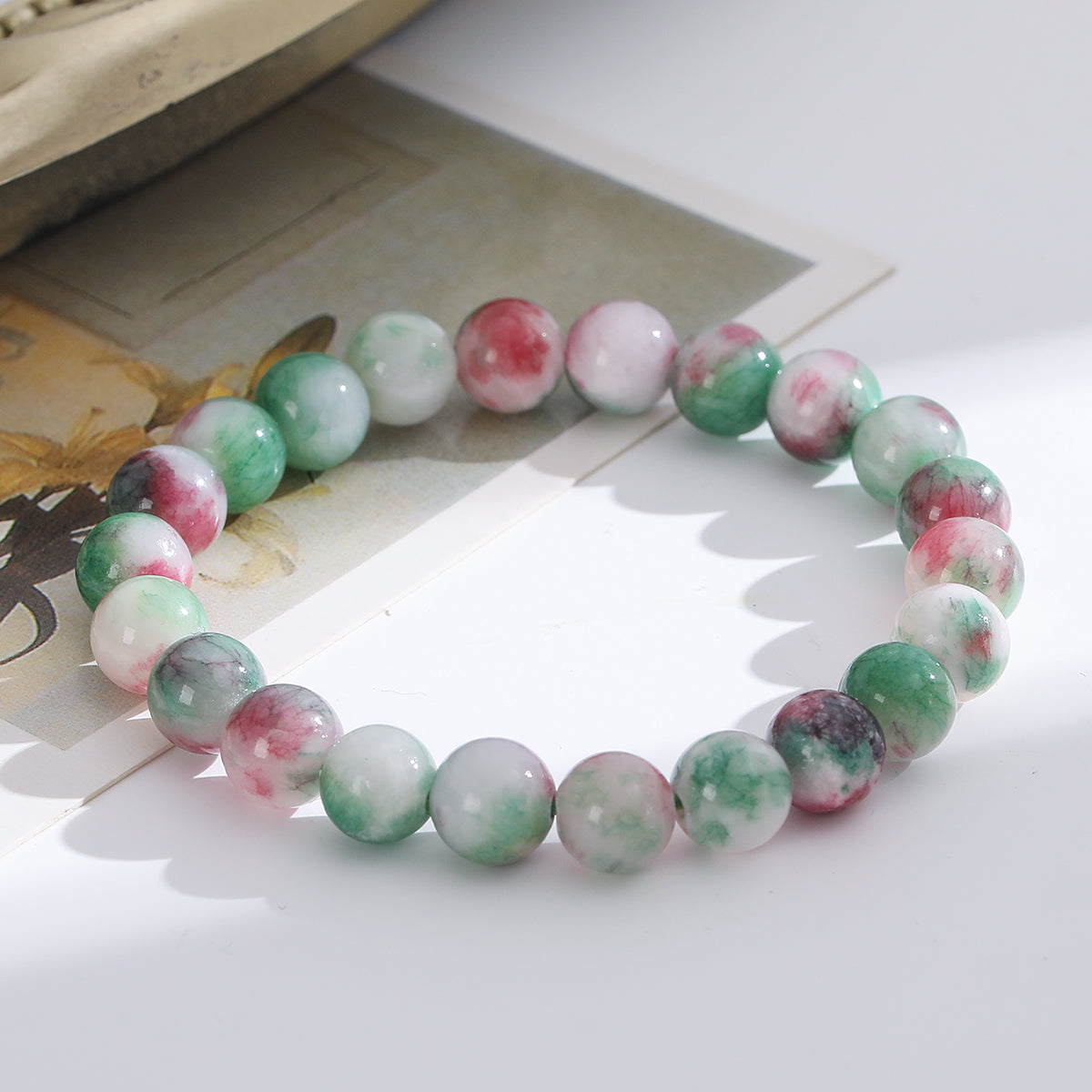 1pc/8mm Natural Crystal Beaded Bracelet Series Boho Elasticity Friendship Bracelet