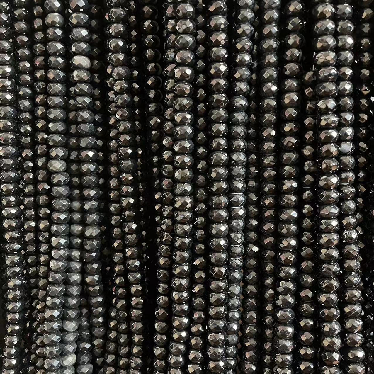 8*12 Natural Black Agate Donuts Faceted DIY Beads 15" Strands