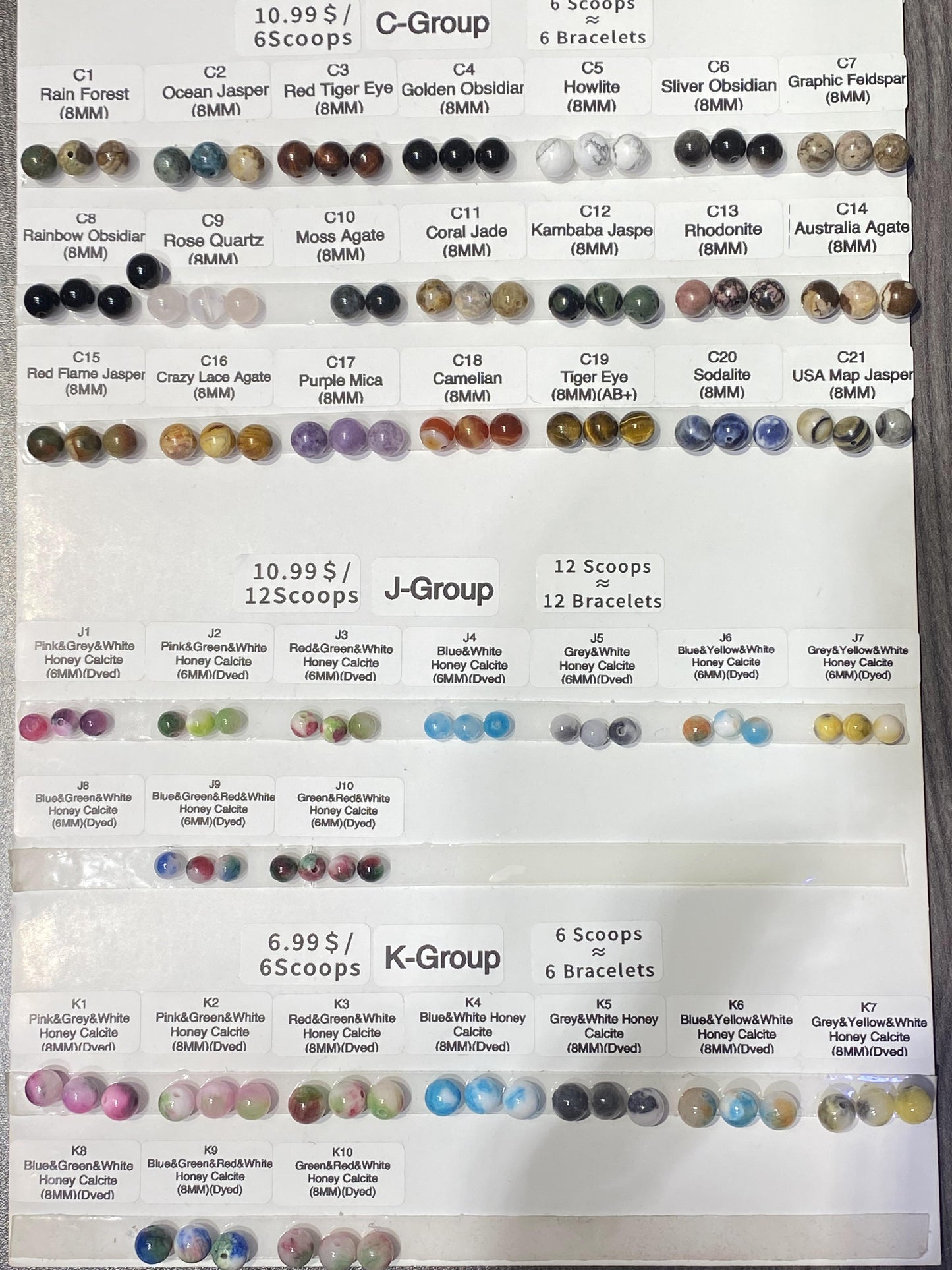 【3 Strands≈6 Bracelets】Crystal Beads DIY Bag Dyed Honey Calcite K Group 【Every order will go with the free needle(Random pick),string(Random pick)