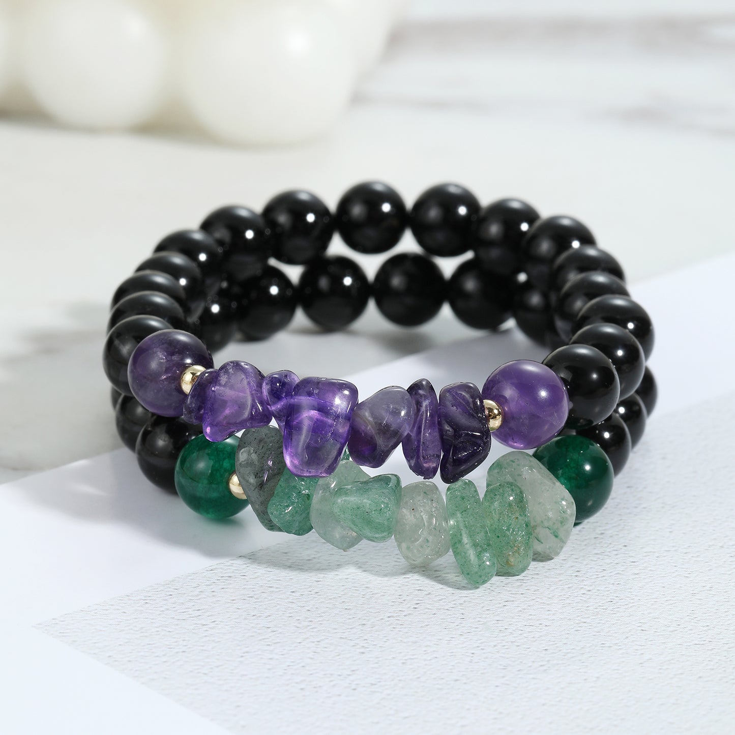 Multi-layer Natural Crystal Stone Beaded Bracelet Series 8mm
