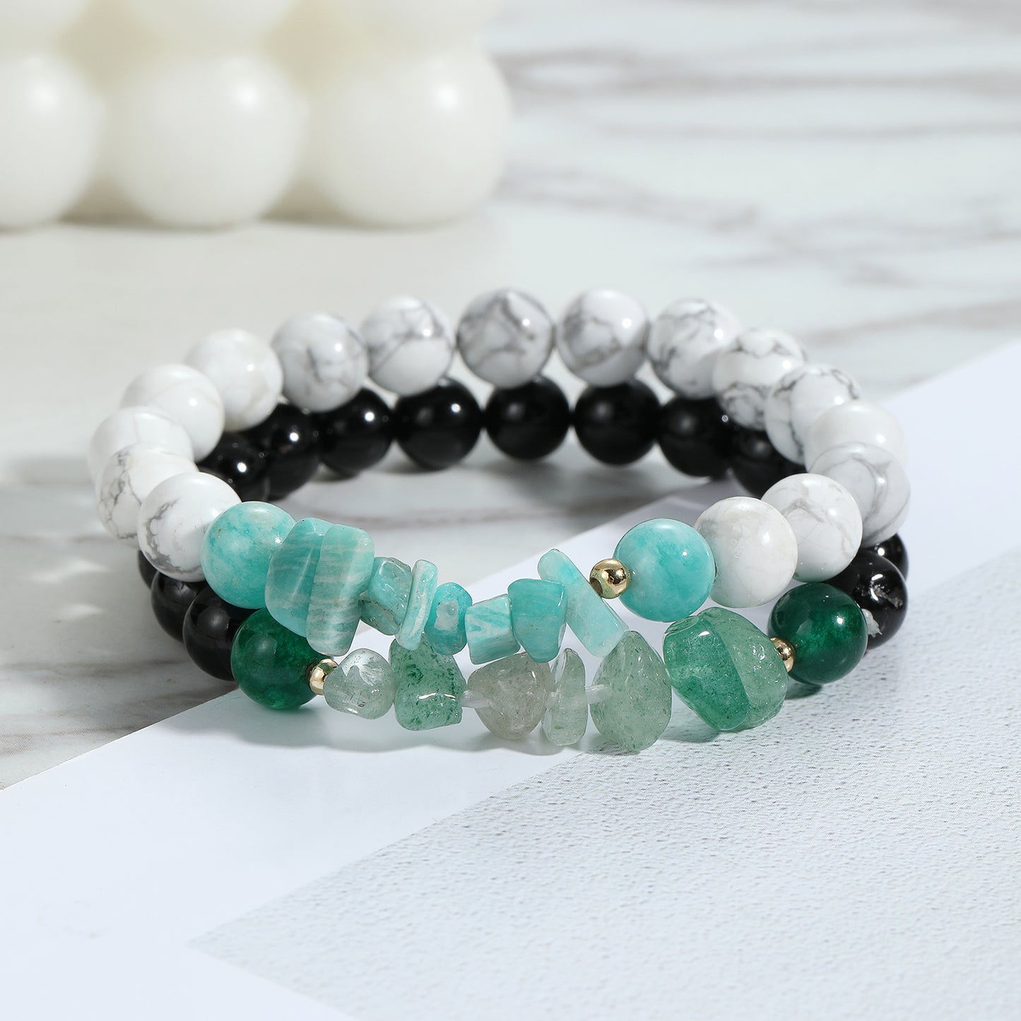 Multi-layer Natural Crystal Stone Beaded Bracelet Series 8mm