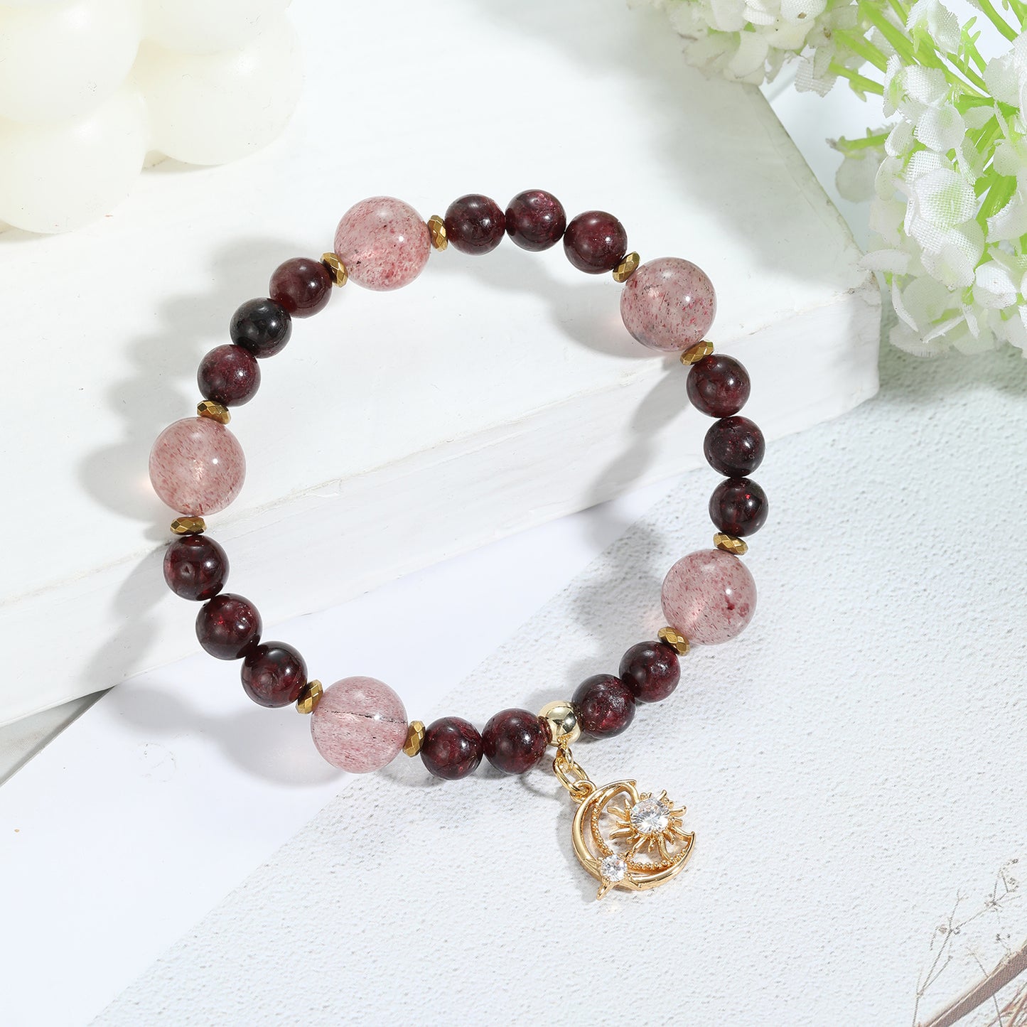 1pc Natural Crystal Stone Beaded Bracelet Series