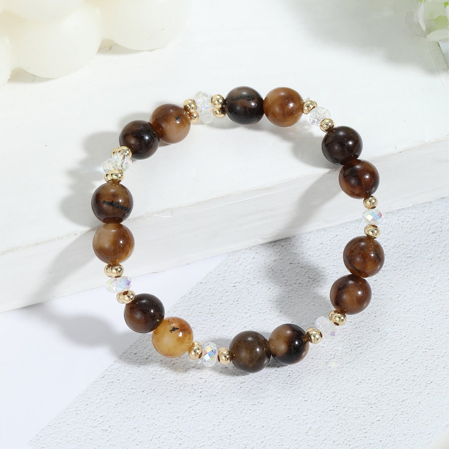 1pc Natural Crystal Stone Beaded Bracelet Series