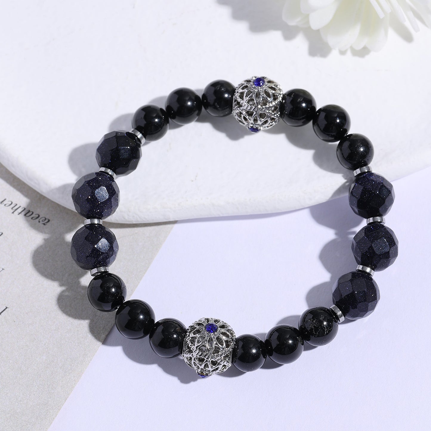 1pc Natural Crystal Stone Beaded Bracelet Series