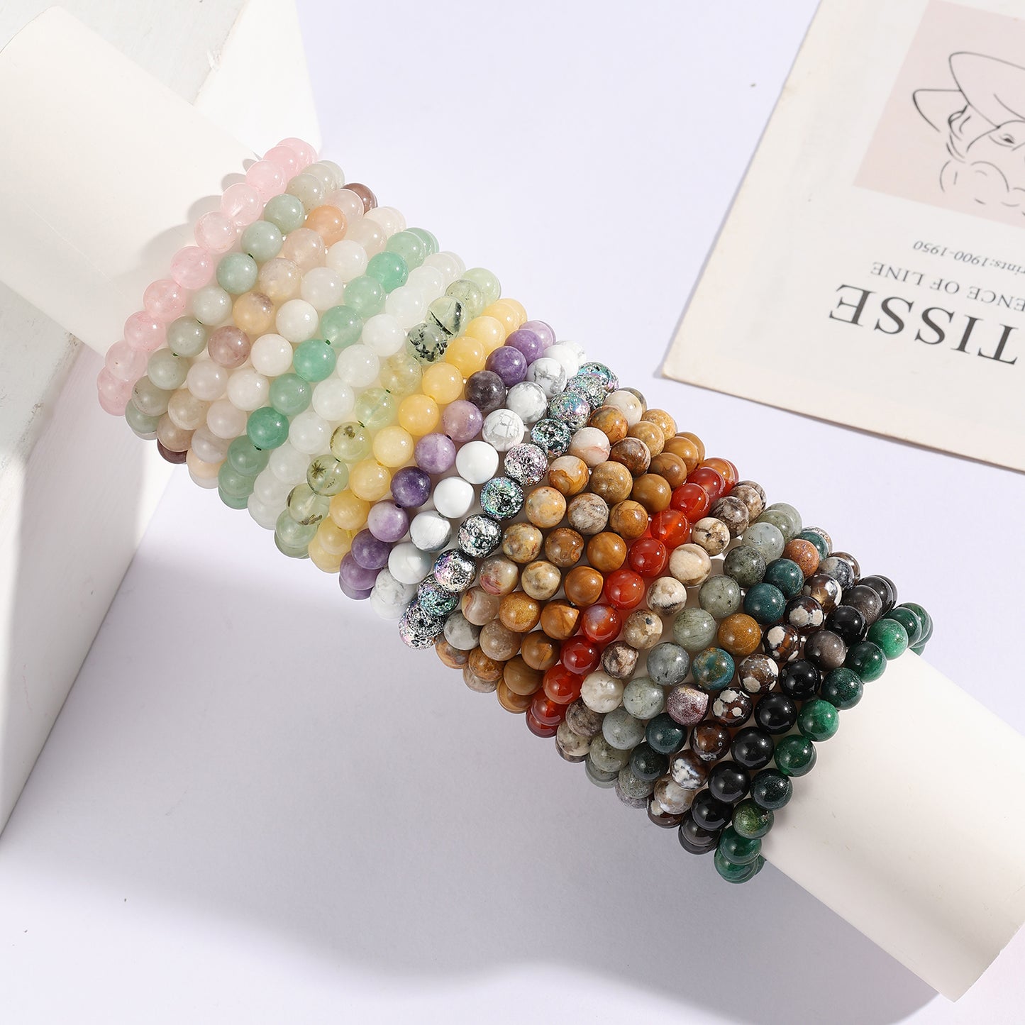 1pc/8mm Natural Crystal Beaded Bracelet Series