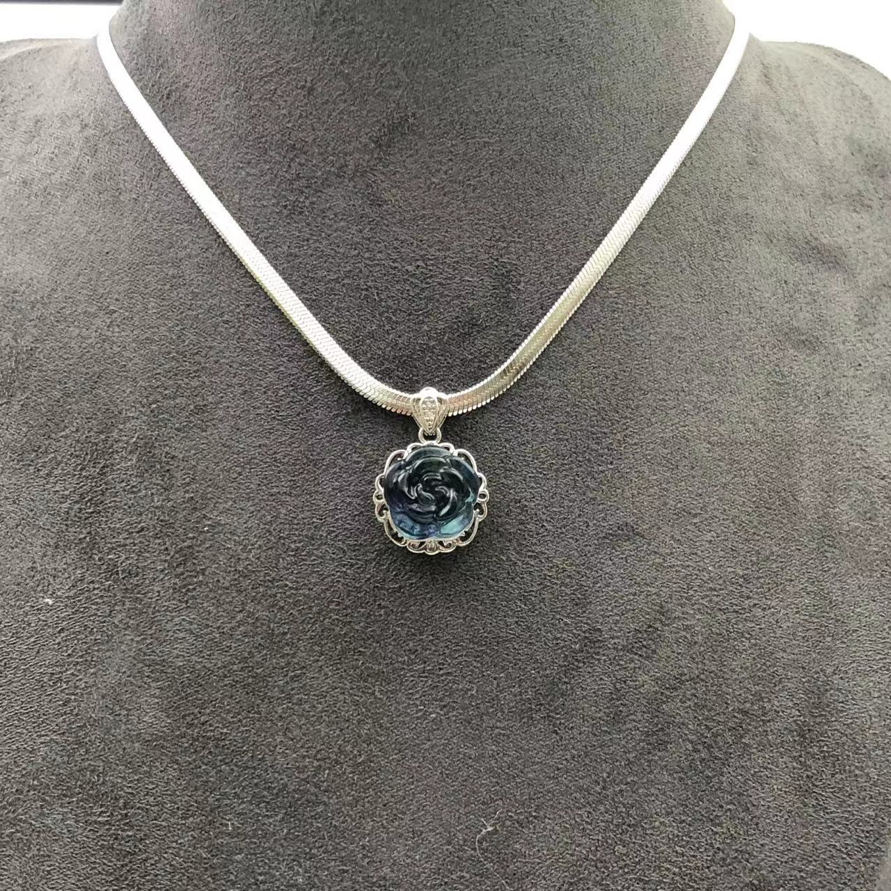 Stainless Steel Snake Chain Flower Pendant Necklace(Removable) 15"+2"/1PC