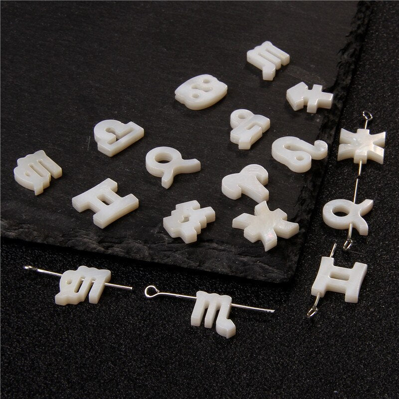Natural Flashwater Shell Initial Letter beads,2 type options