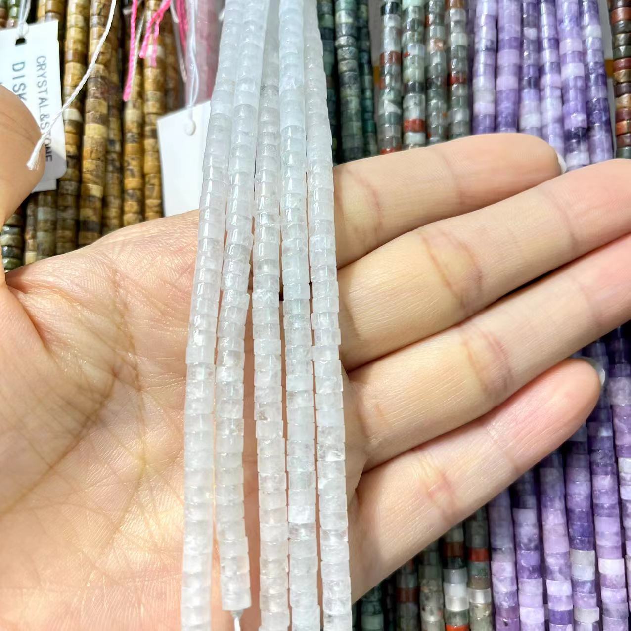 Natural Crystal&Stone Disk Beads 15-15.5" Strands Series