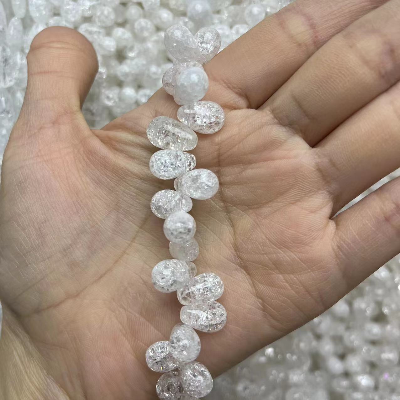 Natural Clear Quartz Tear Drop Crackle 15'' Strand Beads 6x10/7x10/8x12/10x14MM