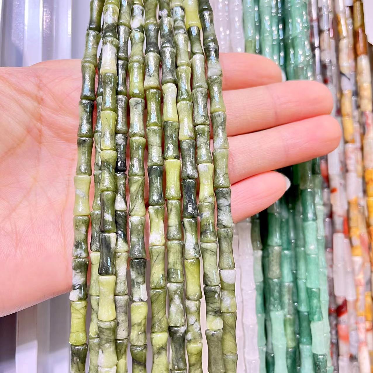 Natural Material Bamboo Shape Beads Series 15"-15.5" Strands