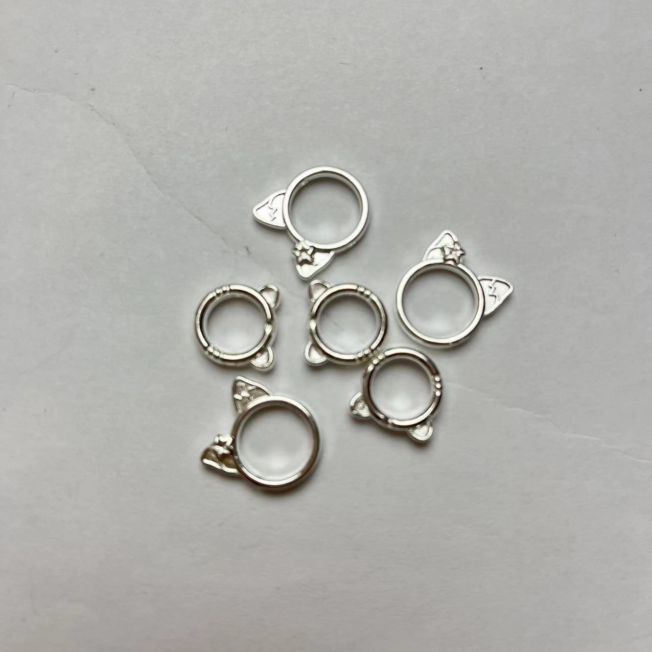 Silver Cute Bunny Beads Frame Charms Set for Jewelry Making DIY Crafts(2 items mix)