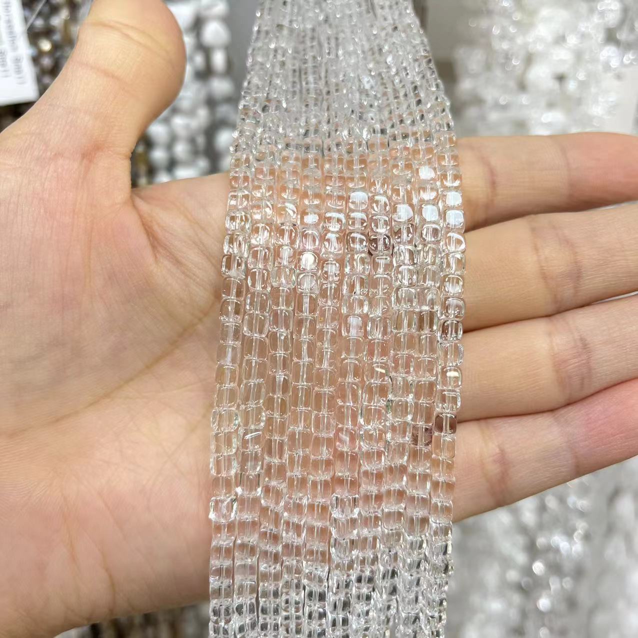 Small Natural A Grade Clear Quartz Cube Beads 15"-15.5" Strands Beads 4x4MM