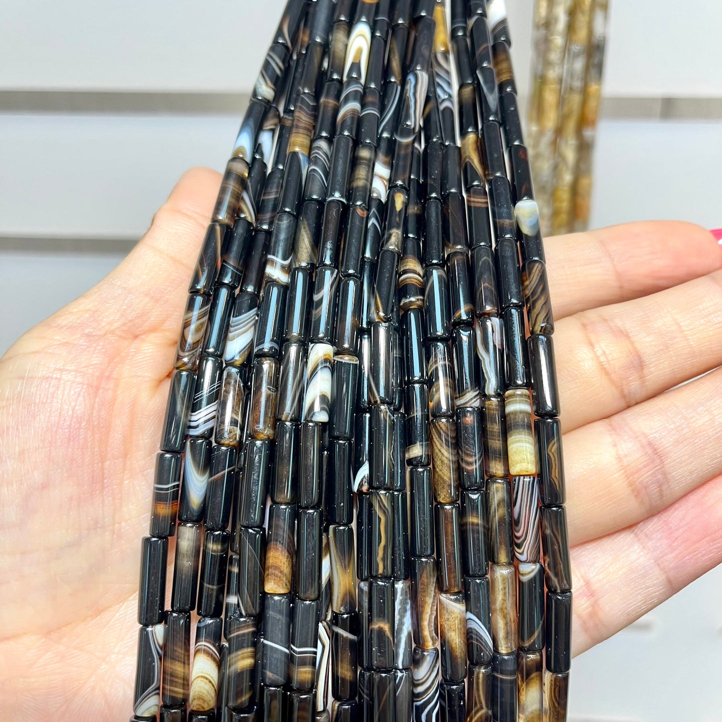 Natural Material Long Tube Beads Series 15-15.5" Strands
