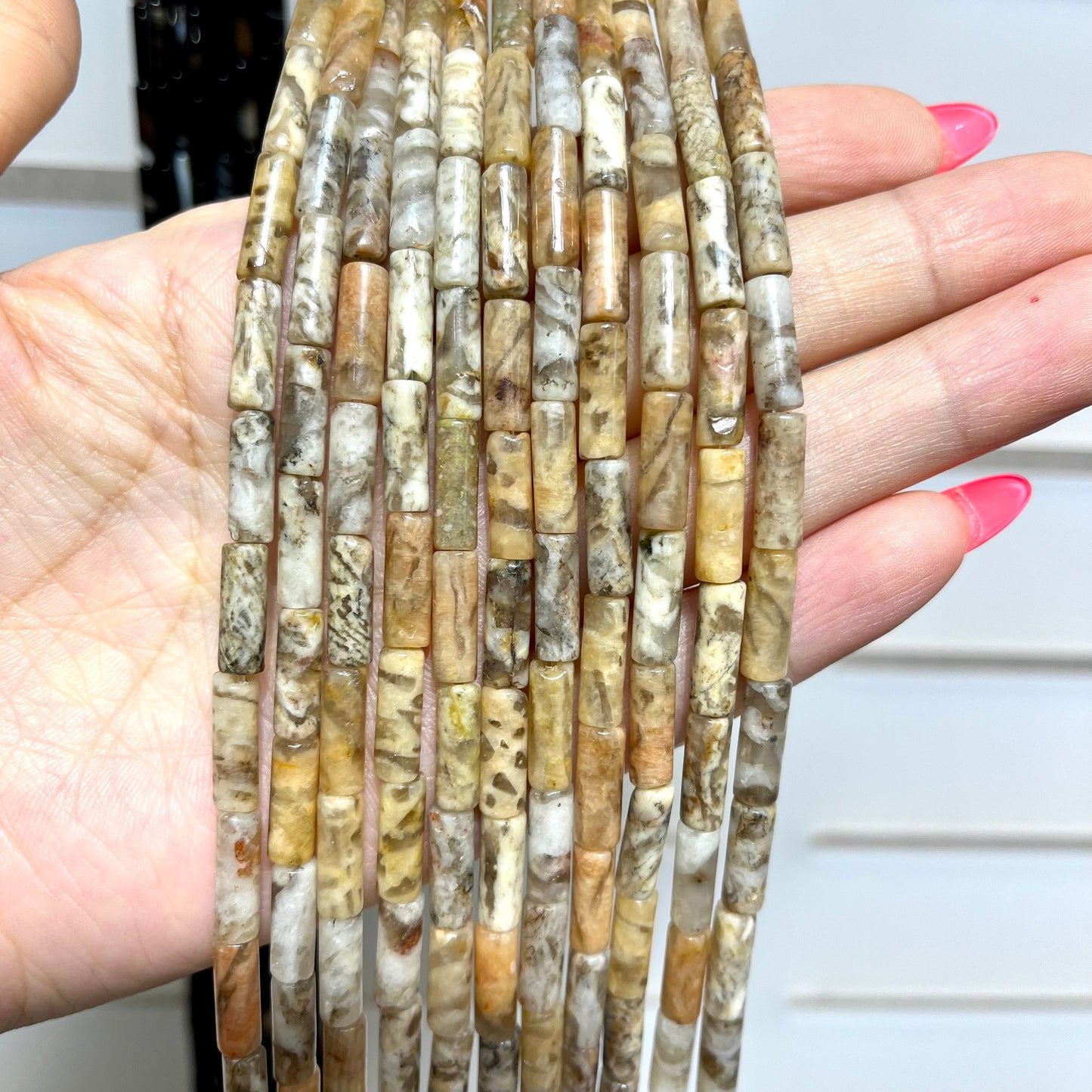 Natural Material Long Tube Beads Series 15-15.5" Strands