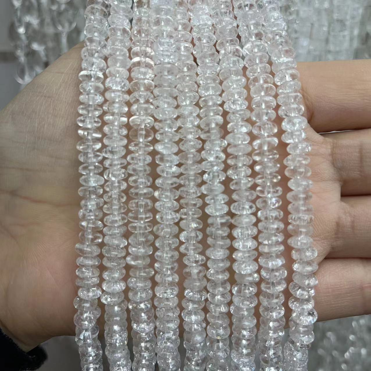 Natural A Grade Clear Quartz Donuts Shape 15'' Strand Beads 3x6MM