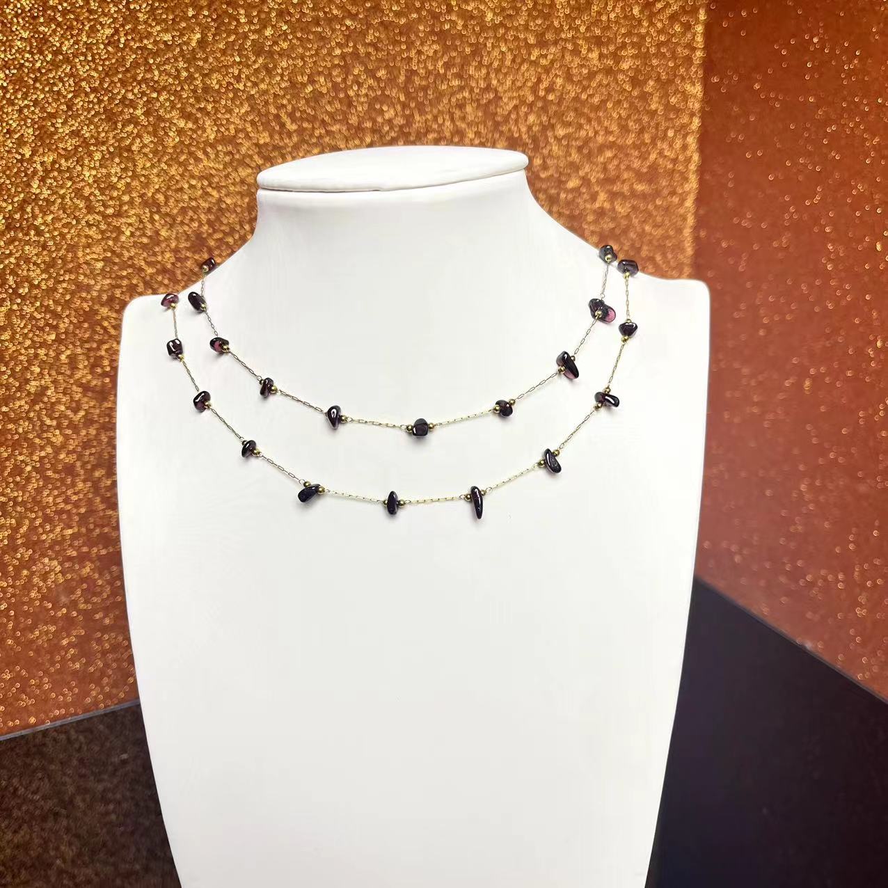 Stainless Steel 1M Long Natural Stone Chip DIY Chain for Jewelry Making