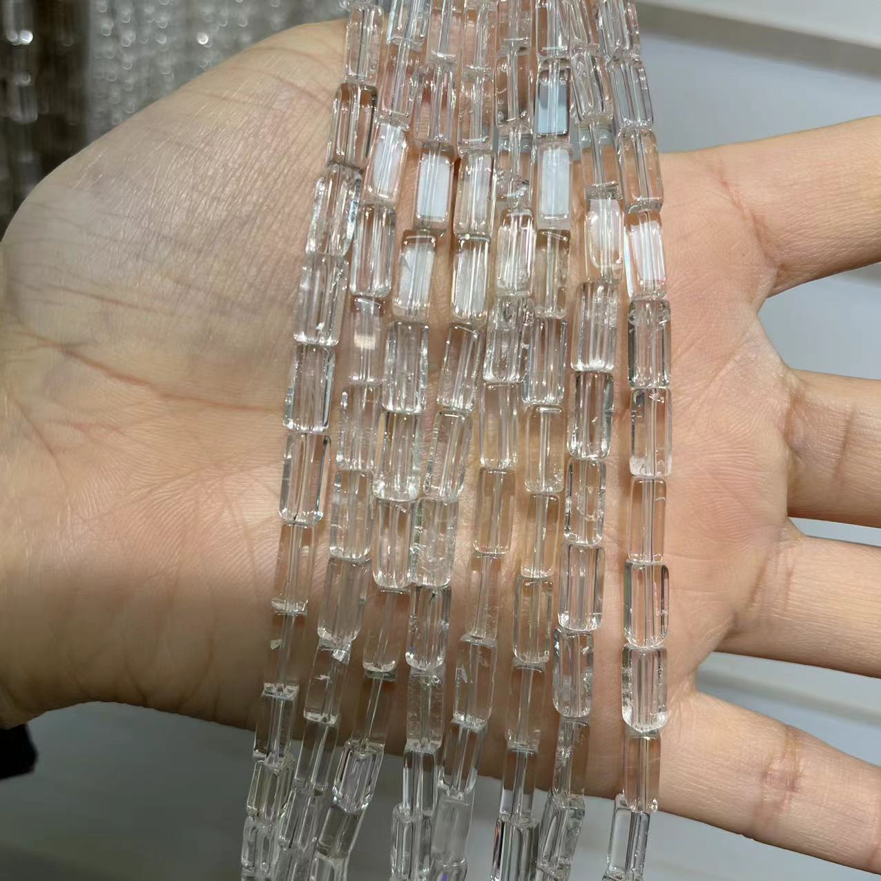 Natural A Grade Clear Quartz Columnar Shape 15'' Strand Beads 4x10/6x20MM