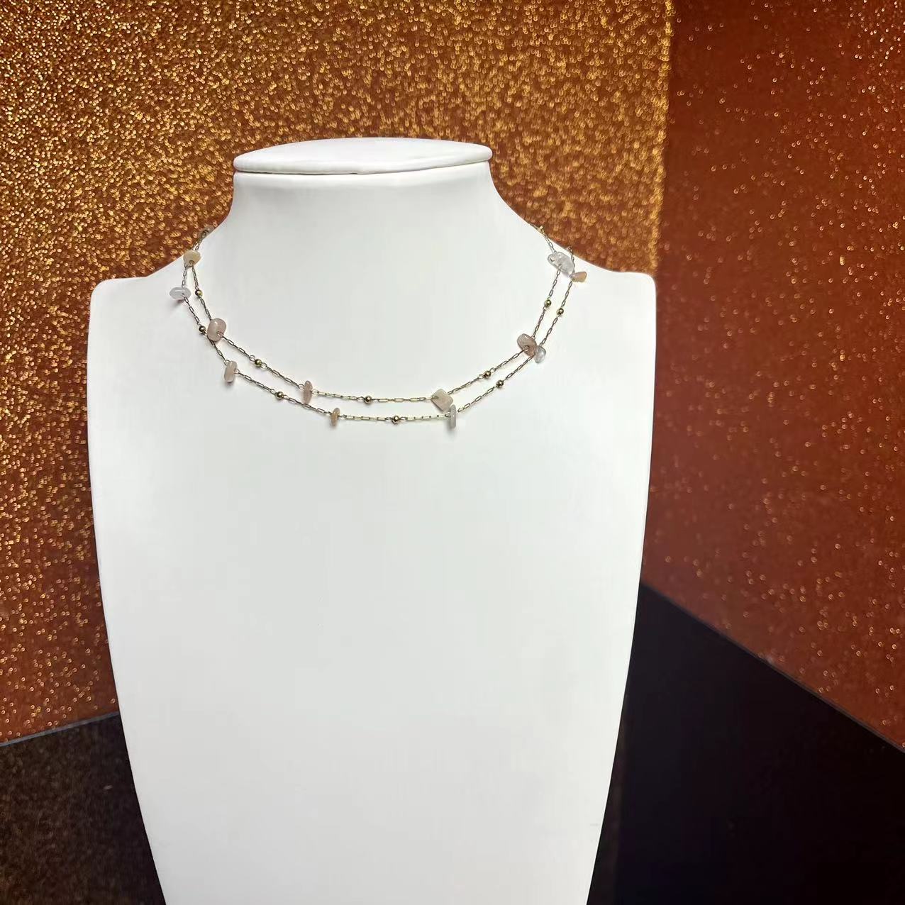 Stainless Steel 1M Long Natural Stone Chip DIY Chain for Jewelry Making