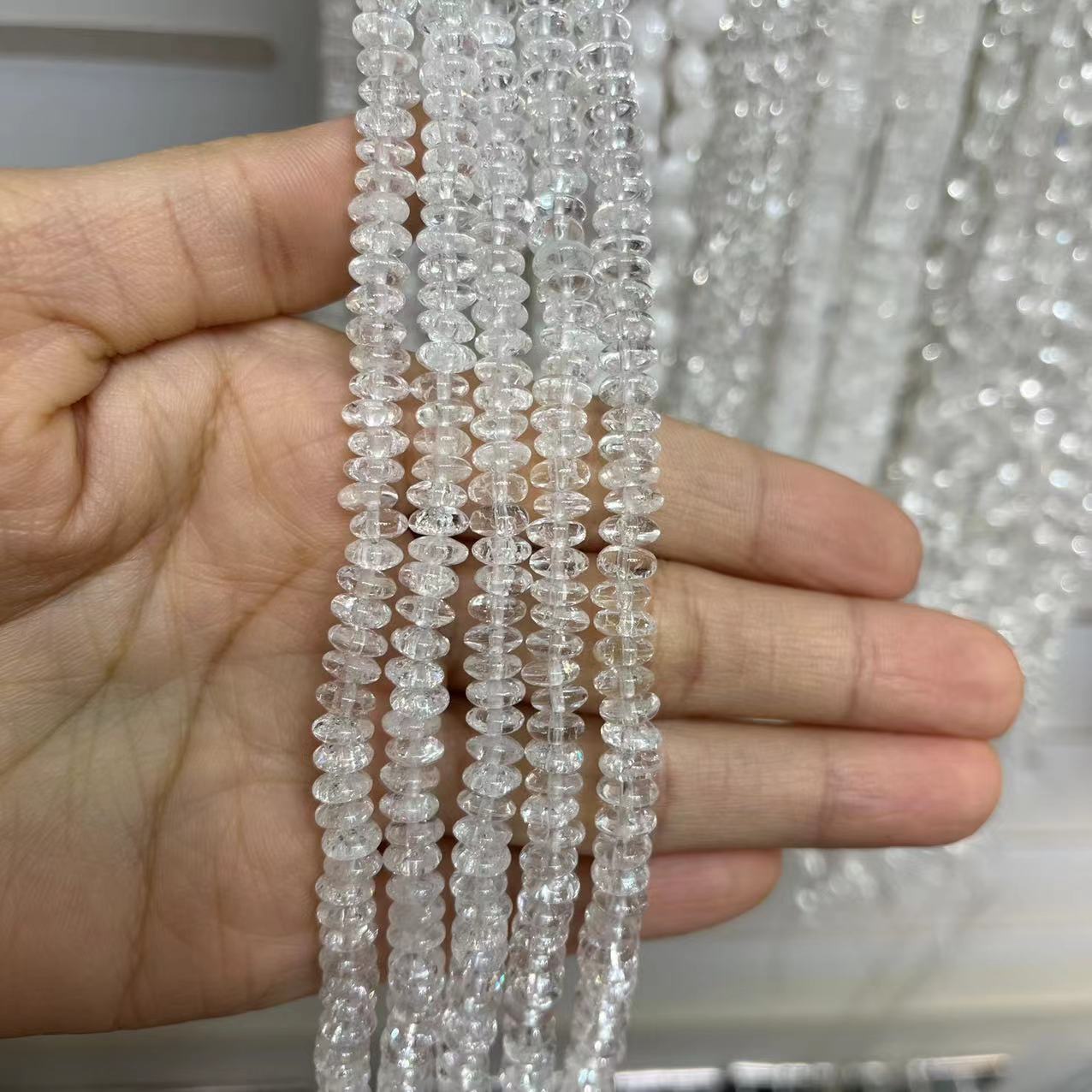 Natural A Grade Clear Quartz Donuts Shape 15'' Strand Beads 3x6MM