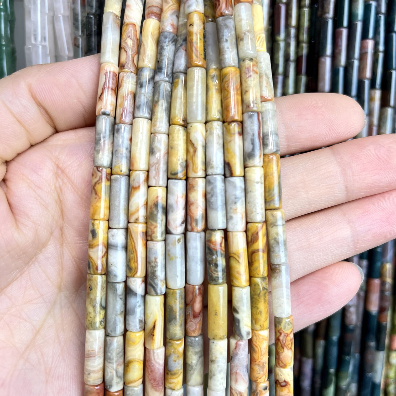 Natural Material Long Tube Beads Series 15-15.5" Strands