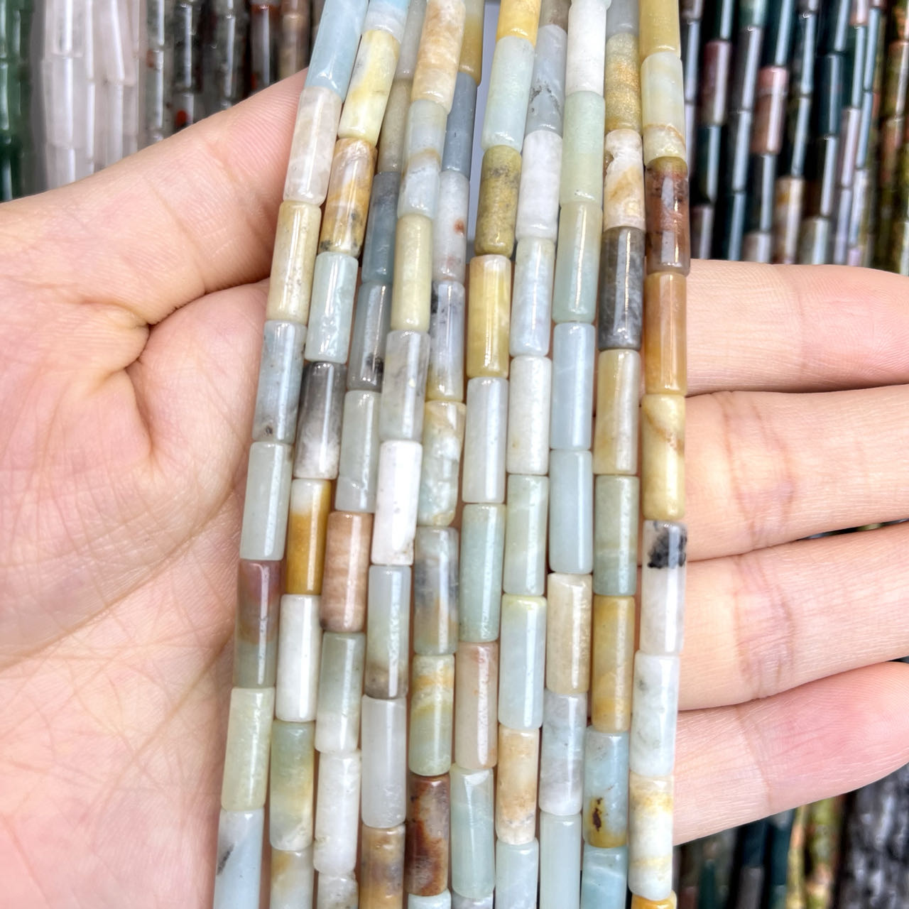Natural Material Long Tube Beads Series 15-15.5" Strands