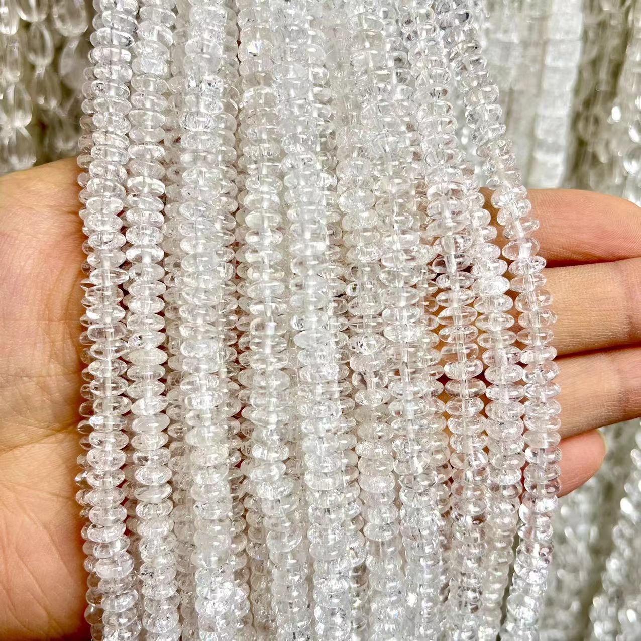 Natural A Grade Clear Quartz Donuts Shape 15'' Strand Beads 3x6MM