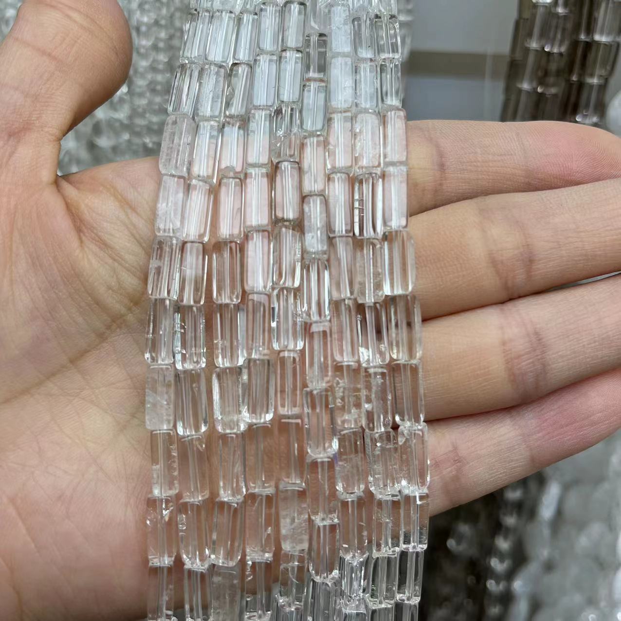 Natural A Grade Clear Quartz Columnar Shape 15'' Strand Beads 4x10/6x20MM
