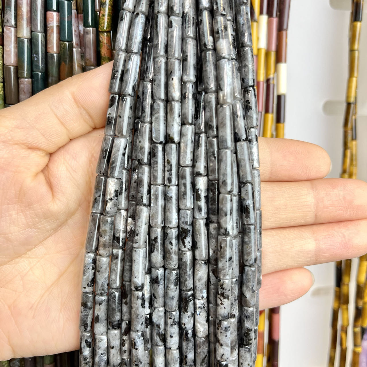 Natural Material Long Tube Beads Series 15-15.5" Strands