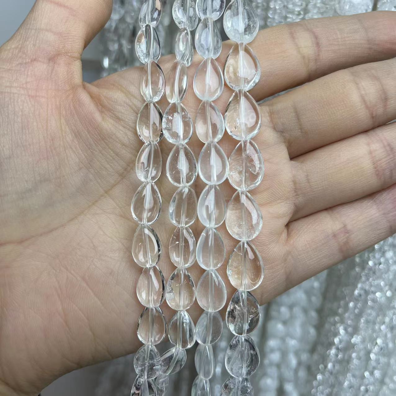 Natural A Grade Clear Quartz Tear Drop Shape 15'' Strand Beads 5x12/5x14/6x17MM