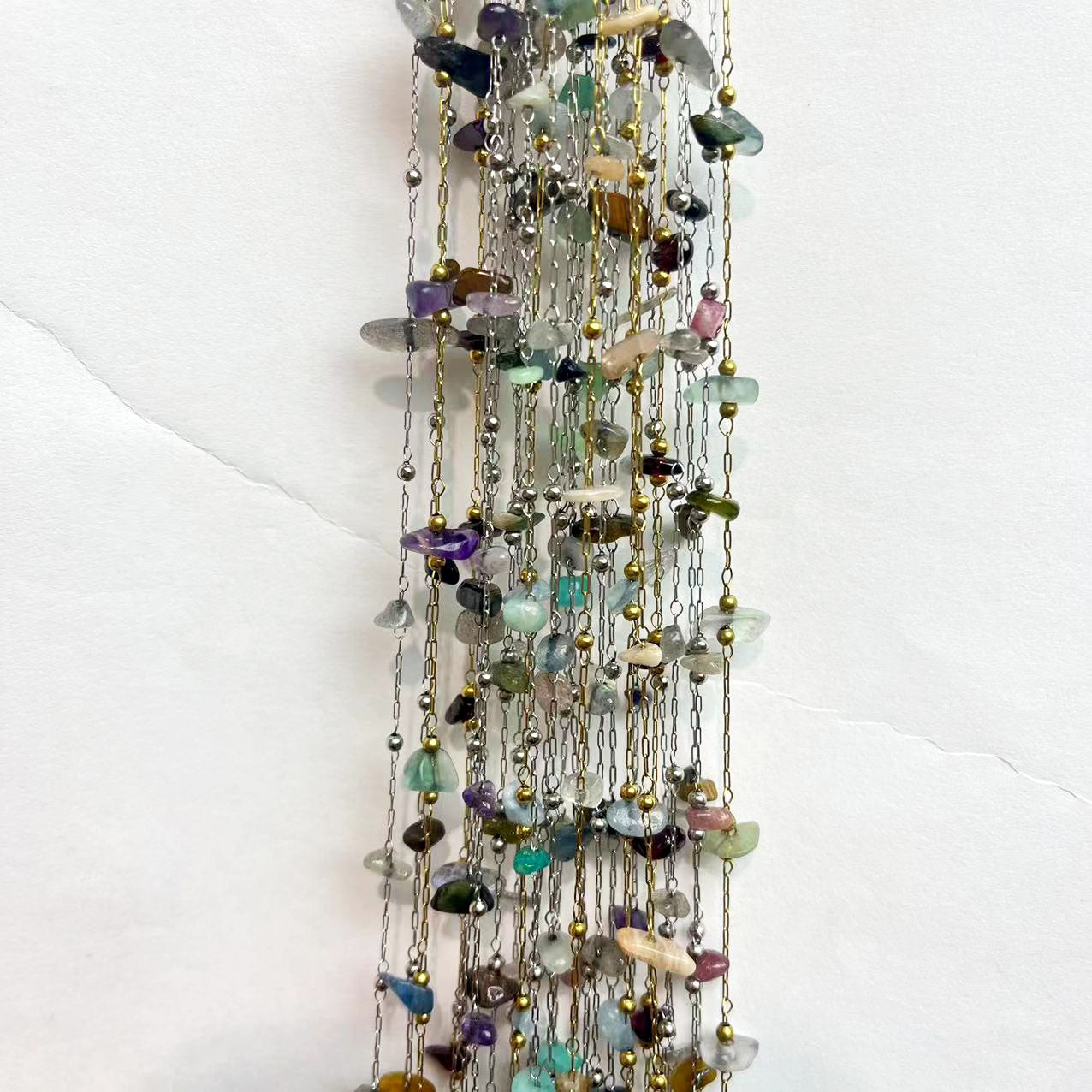Stainless Steel 1M Long Natural Stone Chip DIY Chain for Jewelry Making