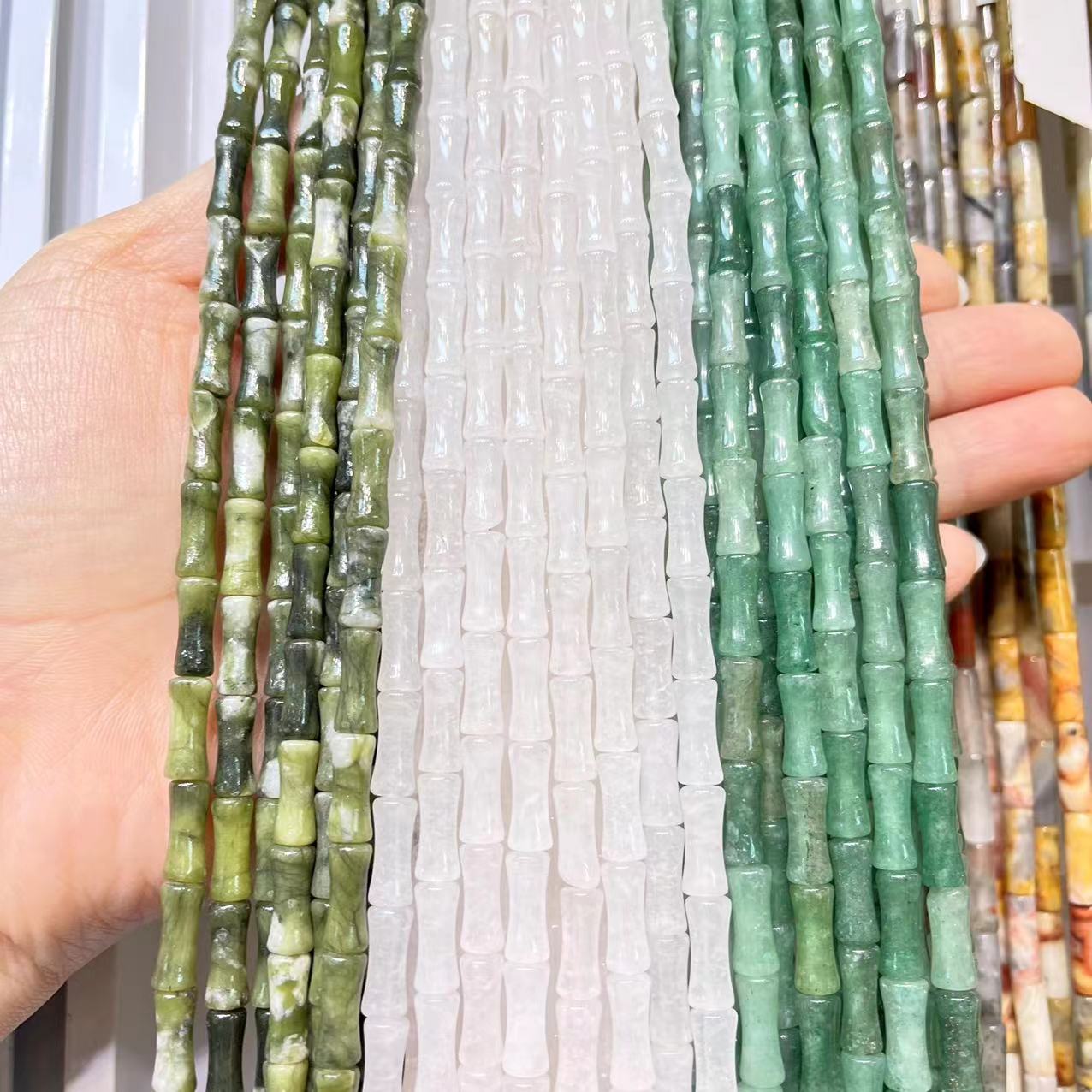 Natural Material Bamboo Shape Beads Series 15"-15.5" Strands