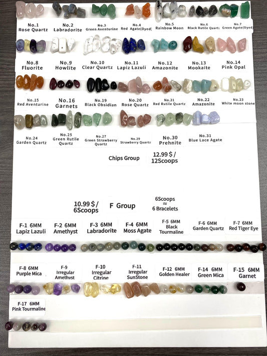 【1 bowl=6 spoon】Crystal Beads DIY Bag F Group 【Every order will go with the free needle(Random pick）,string(Random pick）】【Every 5 bowl go with one free woodenboard(Random pick）】