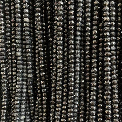 8*12 Natural Black Agate Donuts Faceted DIY Beads 15" Strands