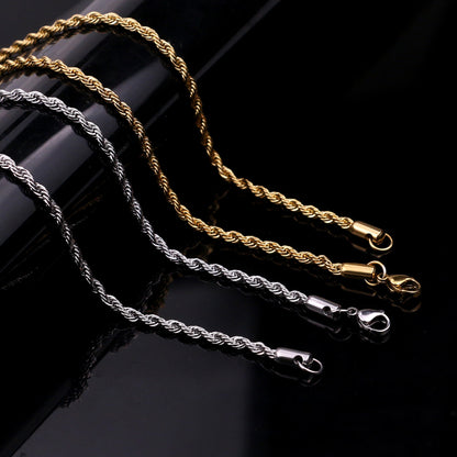 10Pcs Stainless Steel Stainless Steel Braided Rope Twist Chain Necklace for Men and Women,Buld Sale