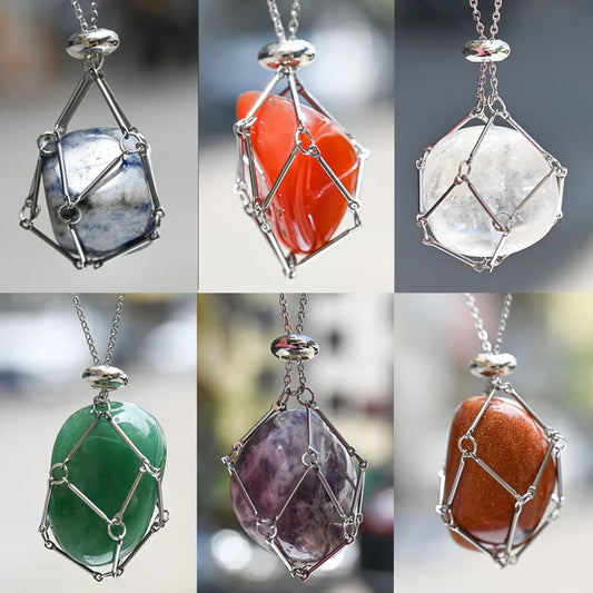 Stainless Steel Crystal Cage Adjustable Necklace(Stone is excluded)