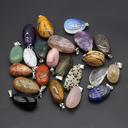 6Pcs Multiple Natural Raw Stone Crystal Irregular Pendants