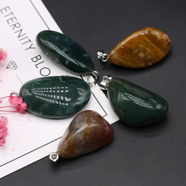 6Pcs Multiple Natural Raw Stone Crystal Irregular Pendants