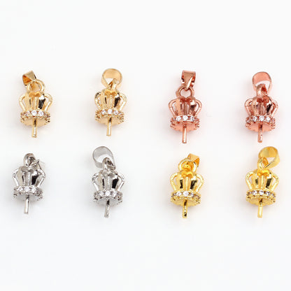 9Pcs Copper Brass Crown Shape Glue Bail for Pendant