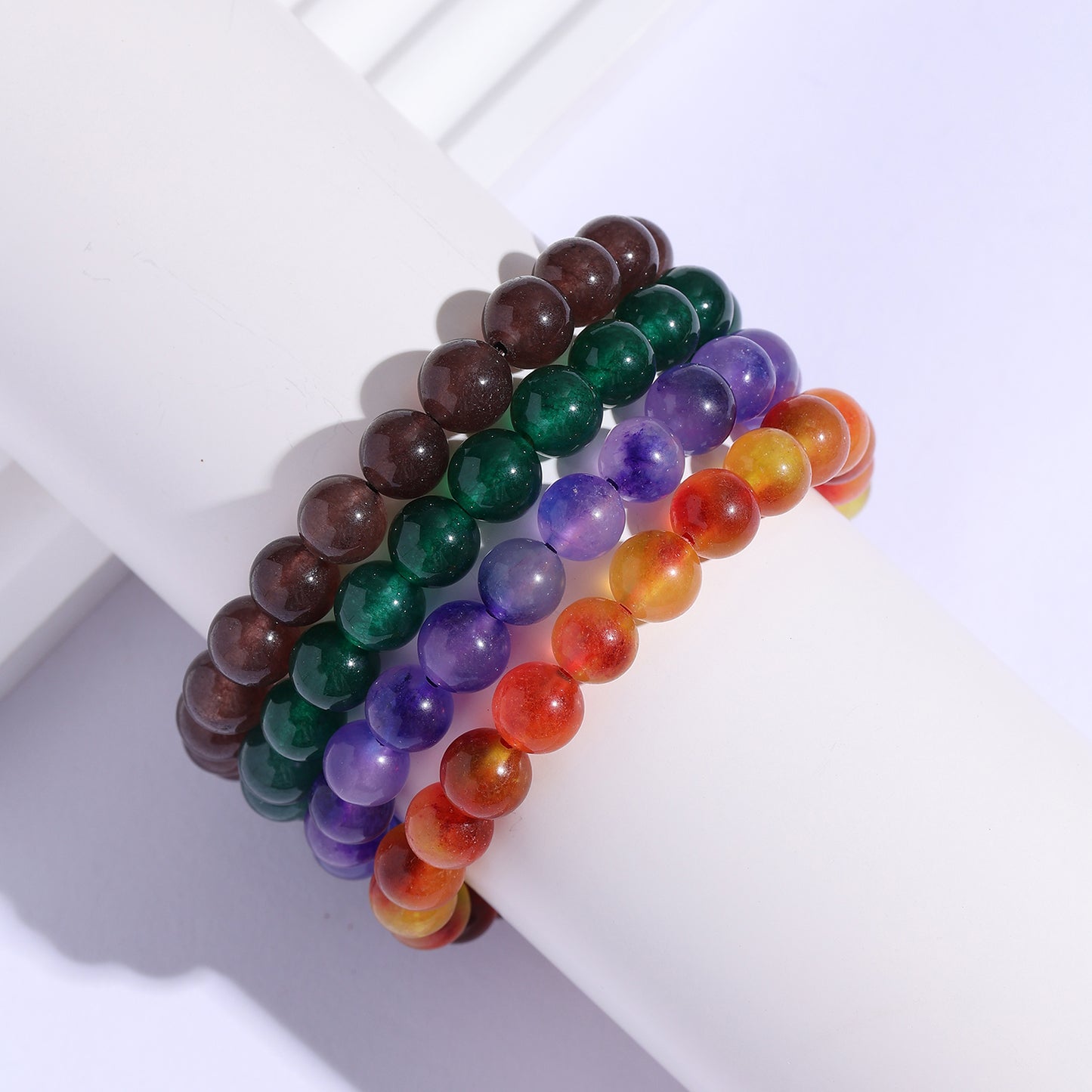 Multi-layer Natural Crystal Stone Beaded Bracelet Series 8mm