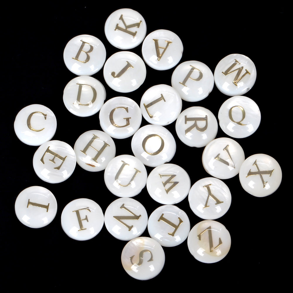Natural Flashwater Shell Initial Letter beads,2 type options