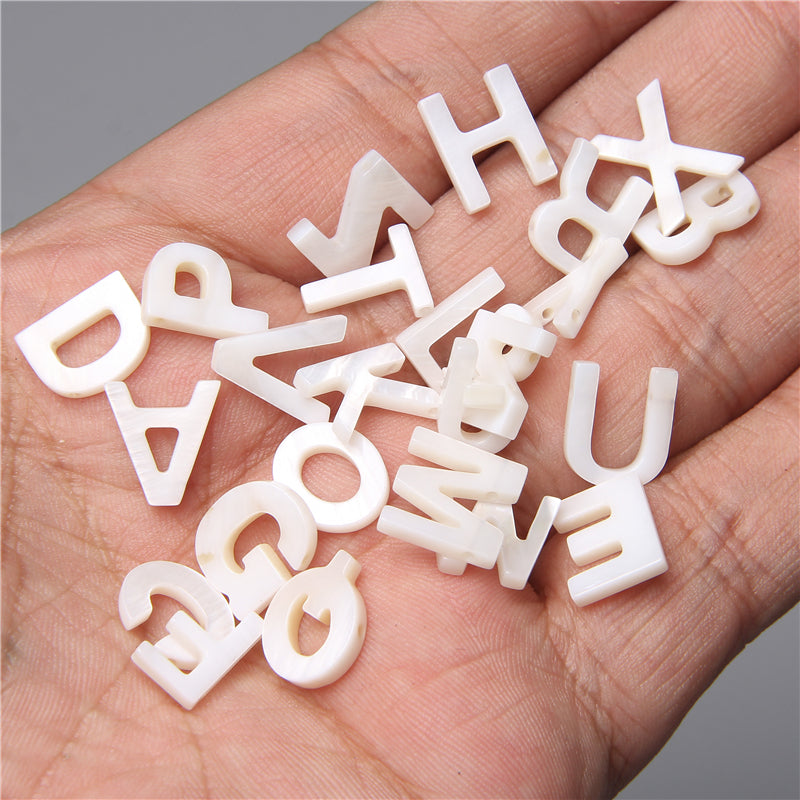 Natural Flashwater Shell Initial Letter beads,Zodiac Beads,multiple options