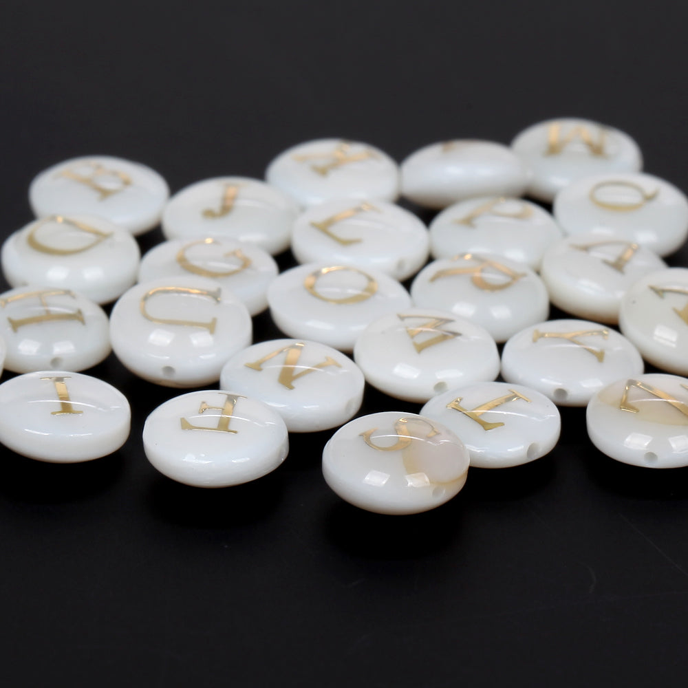 Natural Flashwater Shell Initial Letter beads,Zodiac Beads,multiple options