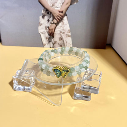 2-Layered Bracelet Making Kit Butterfly Bracelet DIY Craft Kit(White Jade&Jadlite&Butterfly Accesorries) with Tutorial Link