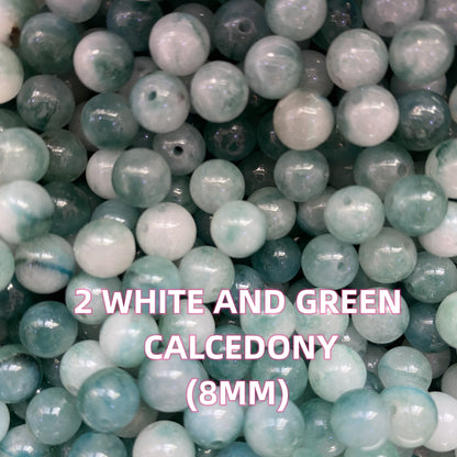 【1 bowl=6 spoon】Crystal Beads DIY Bag Calcedony Group【Every order will go with the free needle(Random pick）,string(Random pick）】【Every 5 bowl go with one free woodenboard(Random pick）】