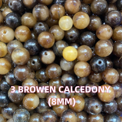 【1 bowl=6 spoon】Crystal Beads DIY Bag Calcedony Group【Every order will go with the free needle(Random pick）,string(Random pick）】【Every 5 bowl go with one free woodenboard(Random pick）】